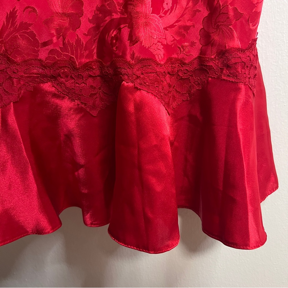Red Floral Satin Chemise - Picture 3 of 7